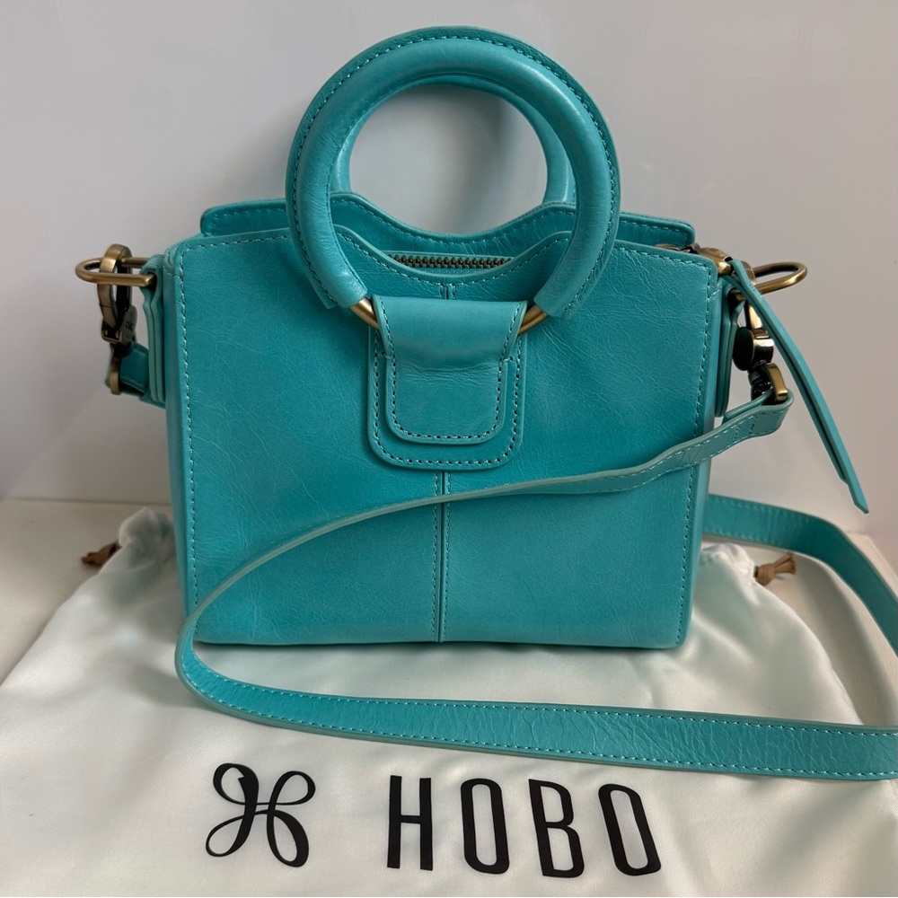HOBO NWOT Heidi Mini Satchel Leather Handbag Tiffany Blue - Picture 1 of 12